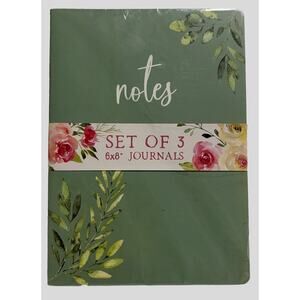 Enchanté Floral Journals Set of 3 6x8 Notebooks Farmhouse Rose Plaid New